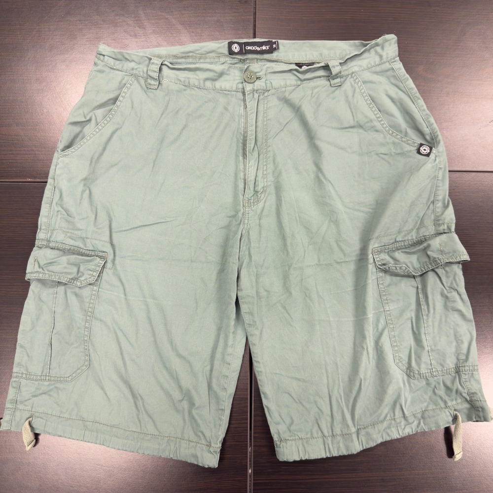 Akademiks Cargo Shorts Casual Outdoor Utility Olive Green Mens Size 38‎